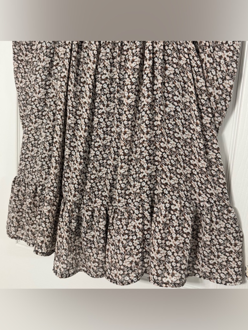 Abercrombie Babydoll Tall Mini Dress Ruched Long-Sleeve Floral - Picture 5 of 13